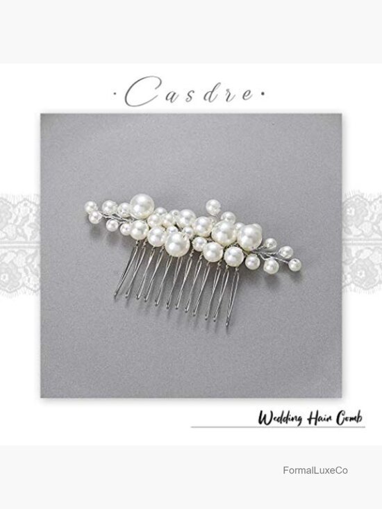 Pearl Crystal Bride Wedding Hair Comb Silver Side Comb Hair Piece